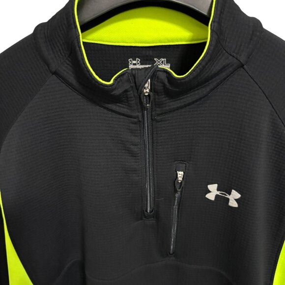 Under Armour Loose Fit 1/4 Zip Pullover Sweater Black Yellow Men's Size XL - Picture 3 of 6